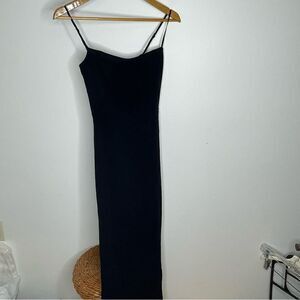 Reformation Ingrid Black Maxi Event Dress Slit Chiffon Strapless Spaghetti Strap